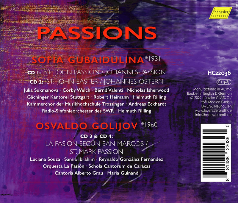 Passions - Gubaidulina & Golijov