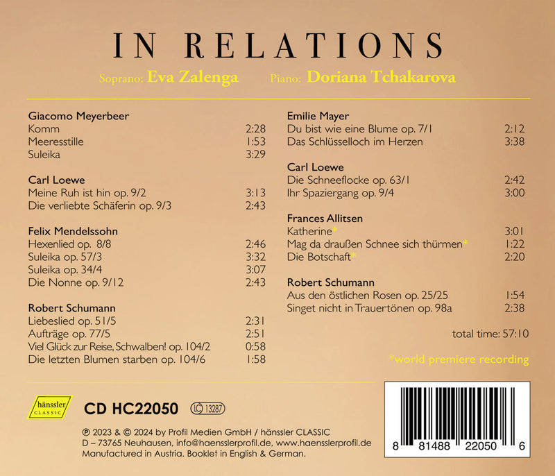 Mayer, Meyerbeer, Schumann et al: In Relations / Zalenga, Tchakarova