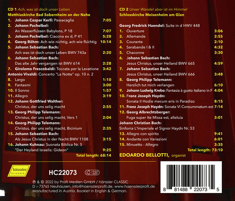 Bach, Handel, Vivaldi, Telemann, Haydn et al.: The Stumm Organ / Bellotti