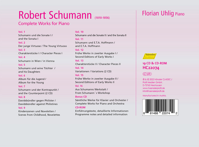 R. Schumann: Complete Works for Piano / Uhlig