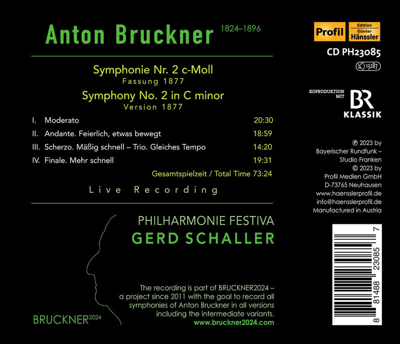 Bruckner: Symphony No. 2 / Schaller, Philharmonie Festiva