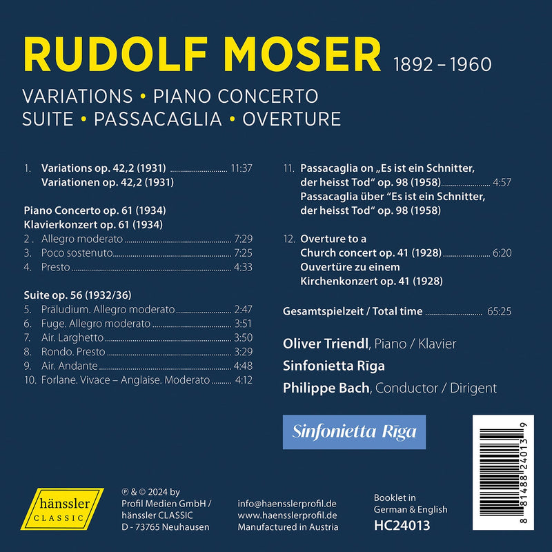 Rudolf Moser: Orchestral Music / Triendl, Bach, Sinfonietta Rīga Sinfonietta