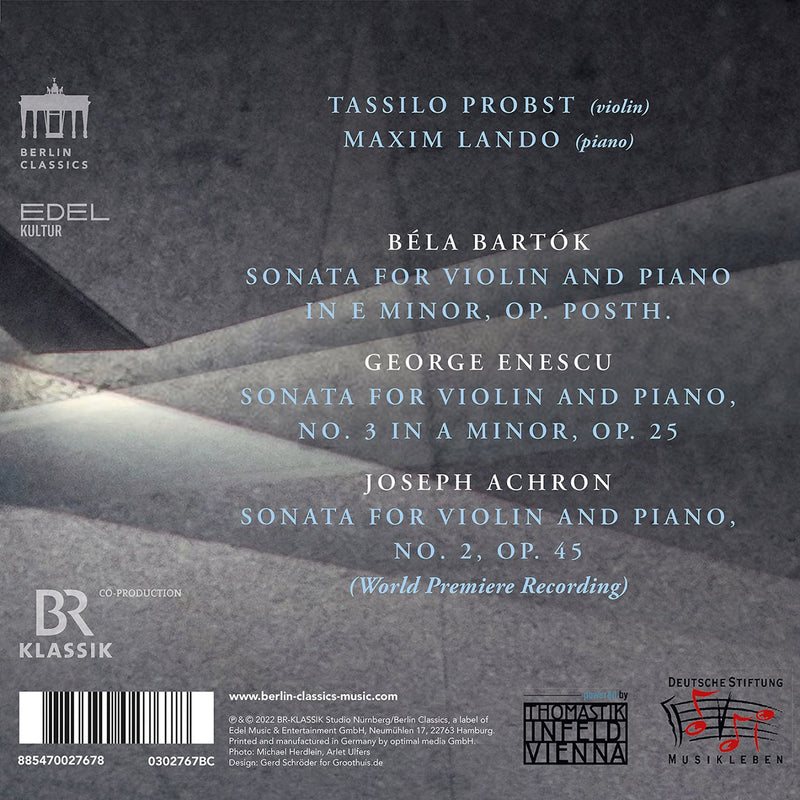 Achron, Bartok & Enescu: Into Madness