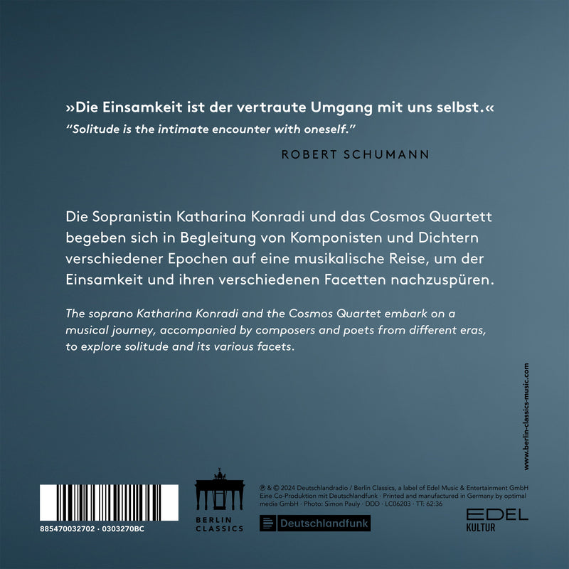 Solitude - Songs of Schubert, C. & R. Schumann, Wolf et al. / Konradi, Cosmos Quartet