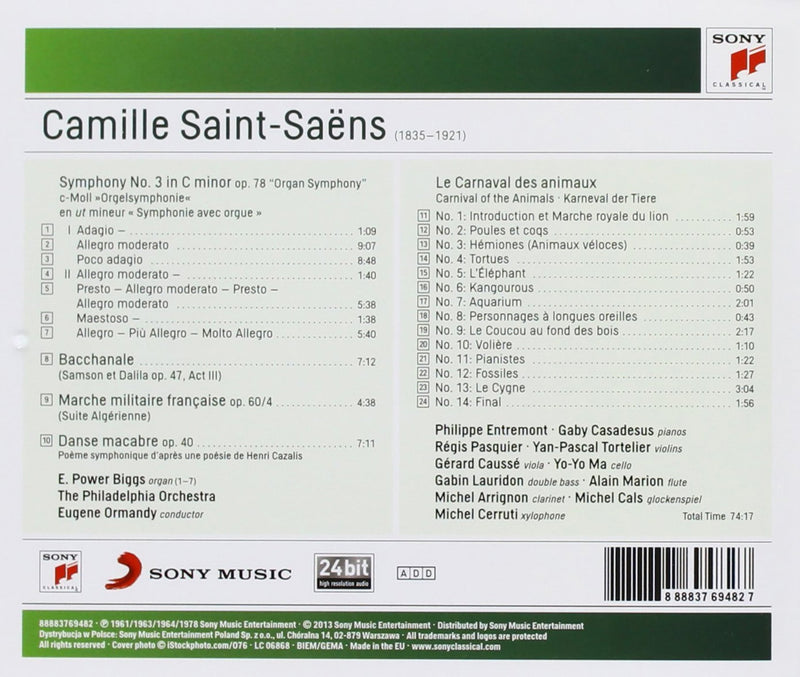 Saint-Saens: Organ Symphony; Danse Macabre; Le Carnaval des Animaux / Ormandy