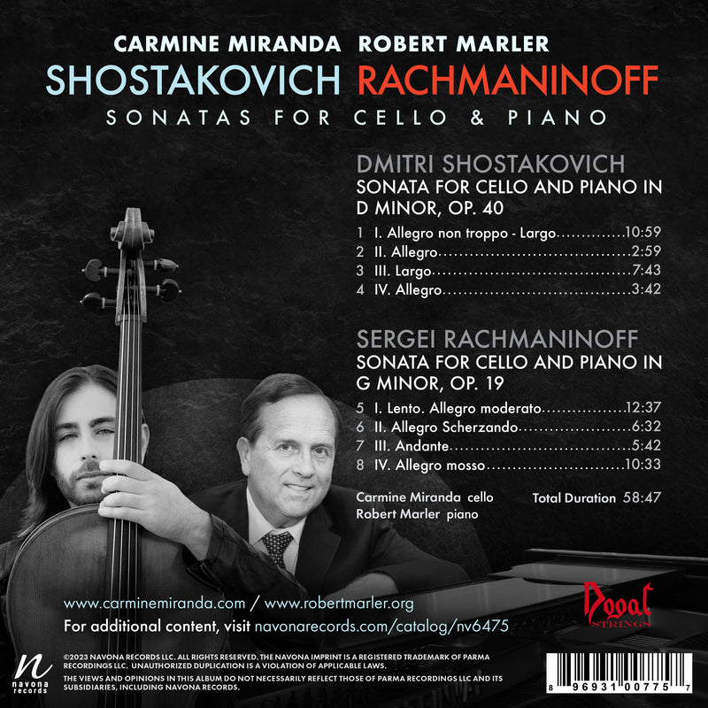Shostakovich & Rachmaninoff: Sonatas for Cello & Piano / Miranda, Marler