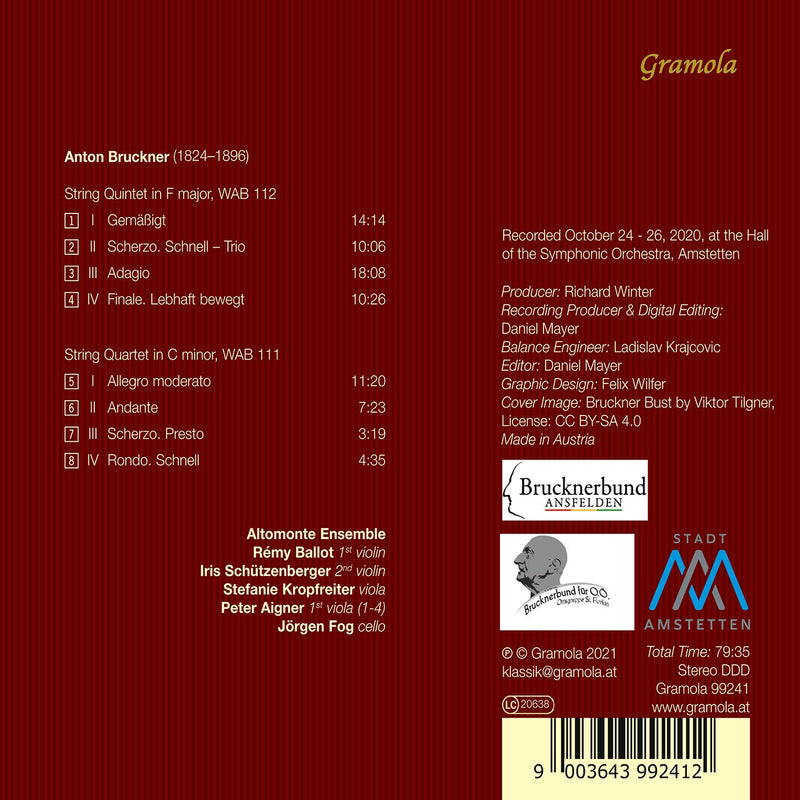 Bruckner: String Quintet - String Quartet / Altomonte Ensemble