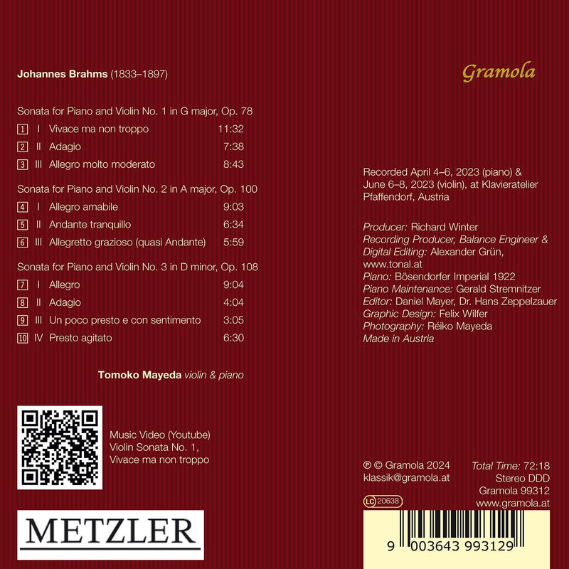 Brahms: The Violin Sonatas / Mayeda