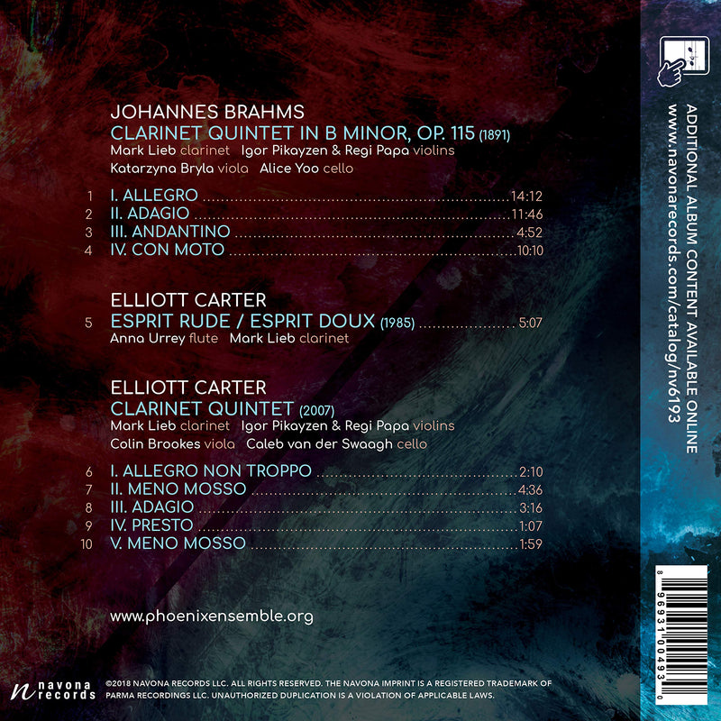 Brahms & Carter: Clarinet Quintets / Lieb, Phoenix Ensemble