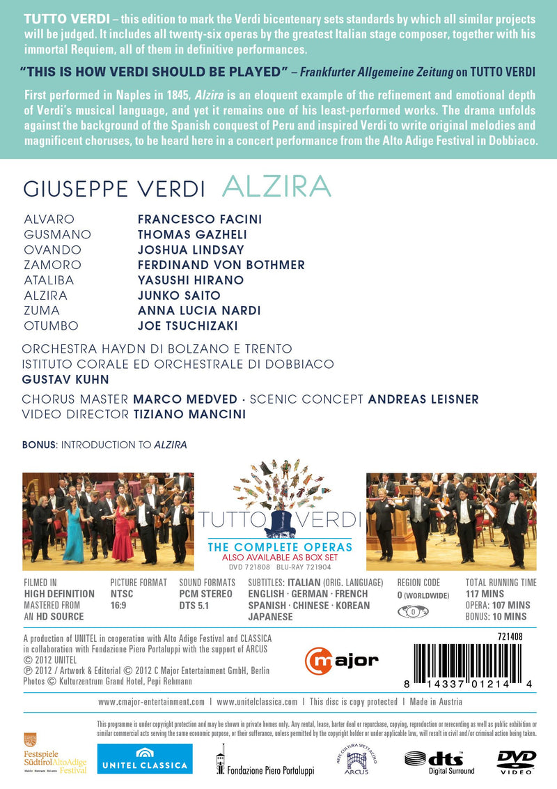 Verdi: Alzira / Kuhn, Facini, Gazheli, Lindsay, Hirano, Tsuchizaki