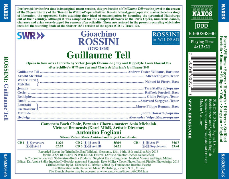 Rossini: Guillaume Tell / Foster-Williams, Spyres, Howarth, Fogliani, Virtuosi Brunensis