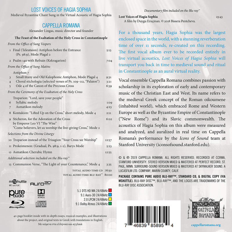 Lost Voices of Hagia Sophia / Lingas, Cappella Romana [CD + Blu-ray Audio]