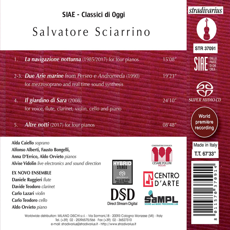 Sciarrino: La navigazione notturna / Vidolin, Ex Novo Ensemble