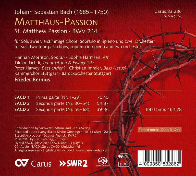Bach: Matthaus-Passion / Bernius [Limited Deluxe Edition]