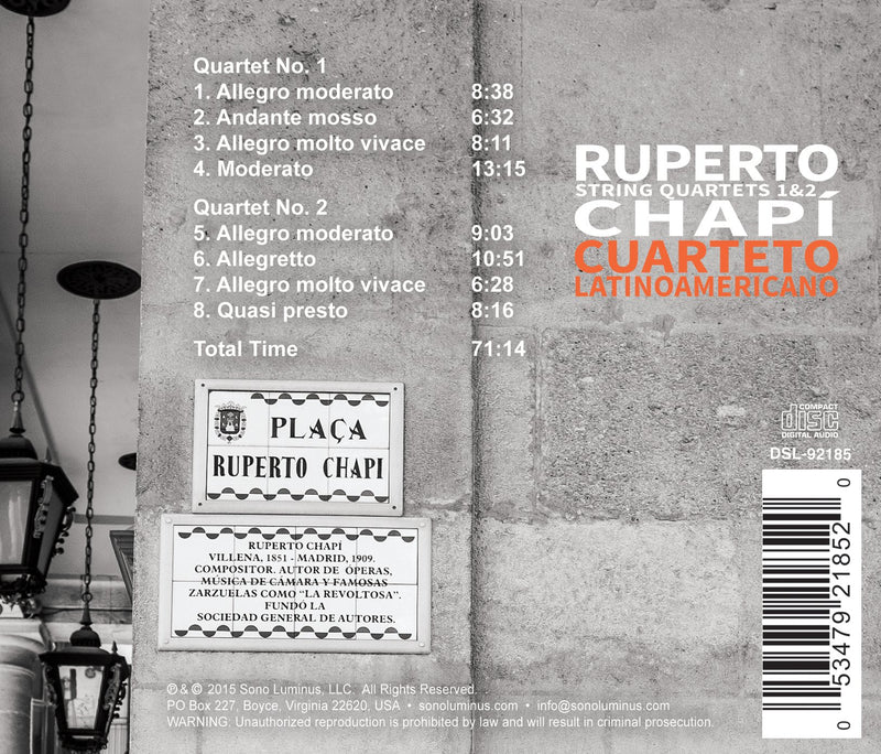 Chapi: String Quartets No 1 & 2 / Cuarteto Latinoamericano