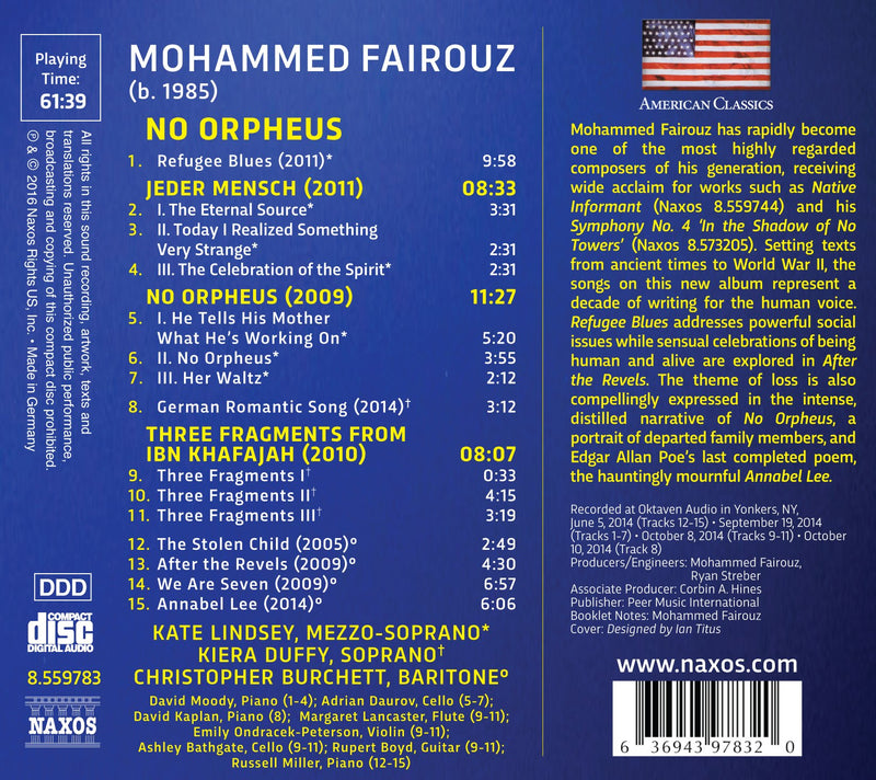 Fairouz: No Orpheus / Lindsey, Duffy, Burchett