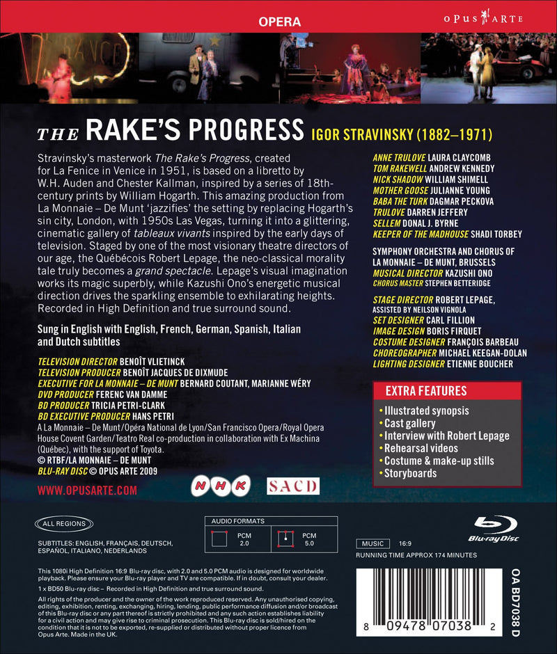 Stravinsky: The Rake's Progress / Ono, Claycomb, Kennedy, Shimell, La Monnaie [Blu-ray]