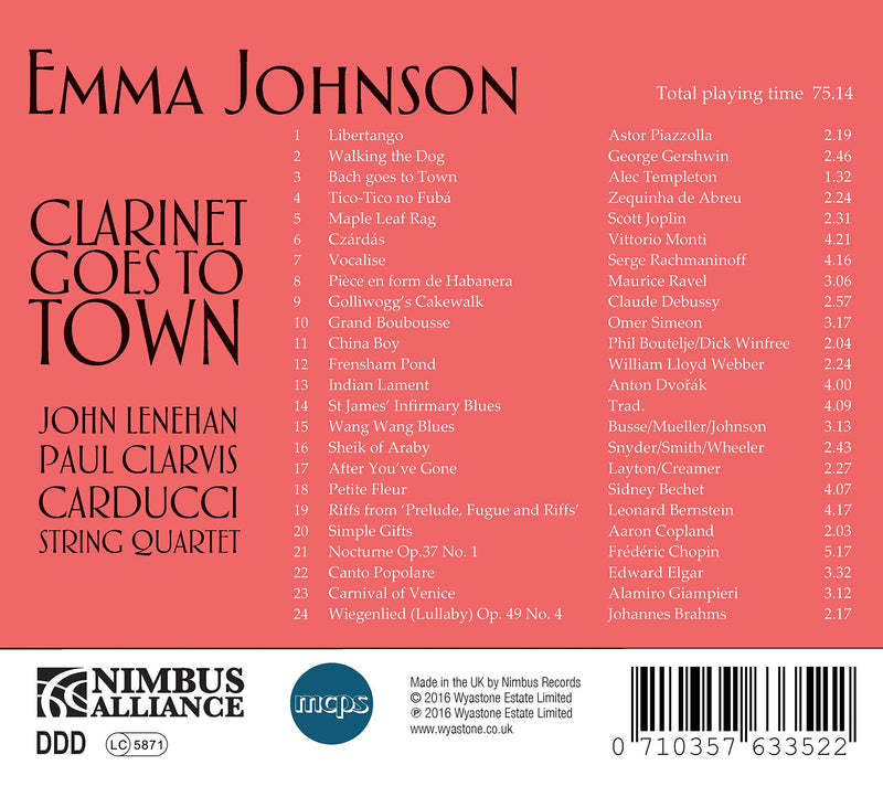 Clarinet Goes to Town / Johnson, Lenehan, Clarvis, Carducci String Quartet
