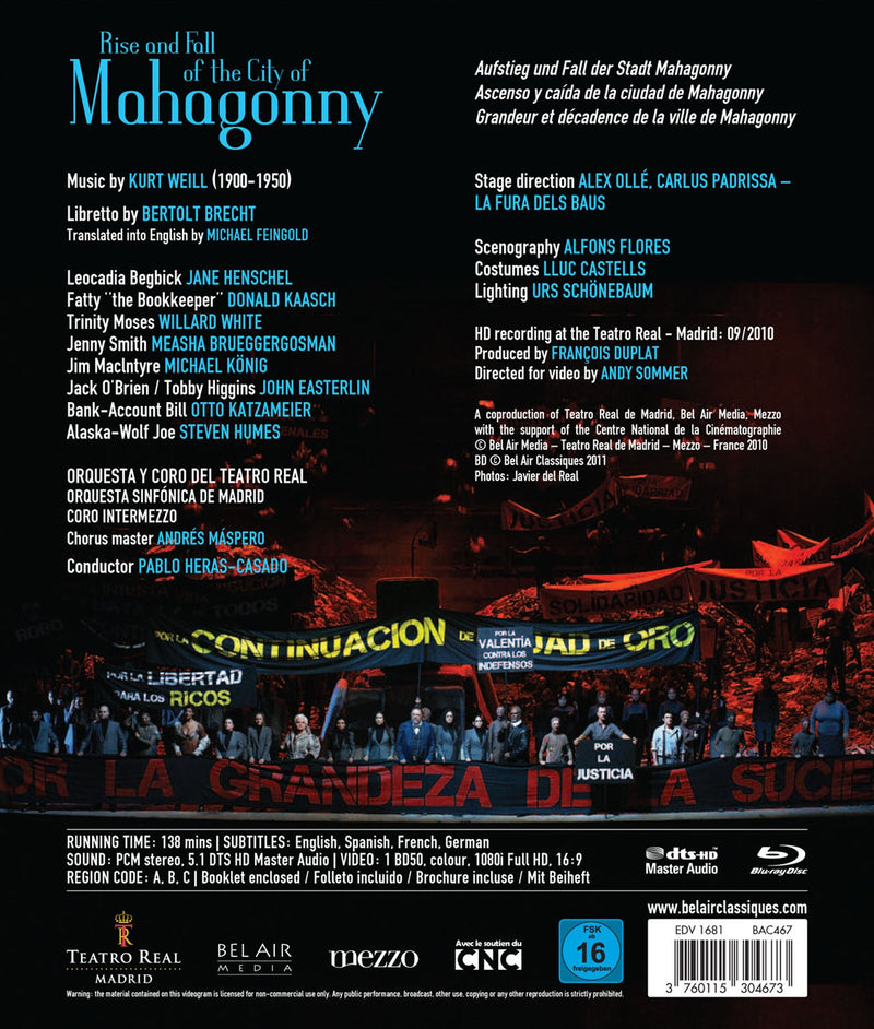 Weill: Rise and Fall of the City of Mahagonny / Henschel, White, Heras-Casado [Blu-ray]
