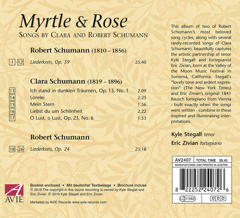 Myrtle & Rose: Songs by Clara & Robert Schumann / Stegall, Zivian
