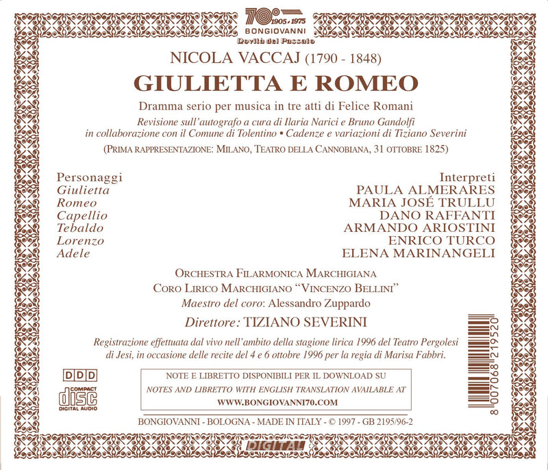 Nicola Vaccaj: Giulietta e Romeo