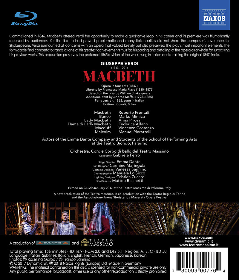 Verdi: Macbeth / Ferro, Teatro Massimo [Blu-ray]