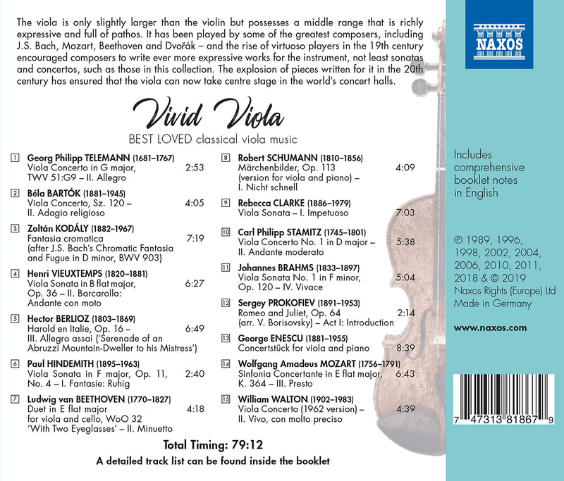 Vivid Viola: Best Loved Classical Viola Music
