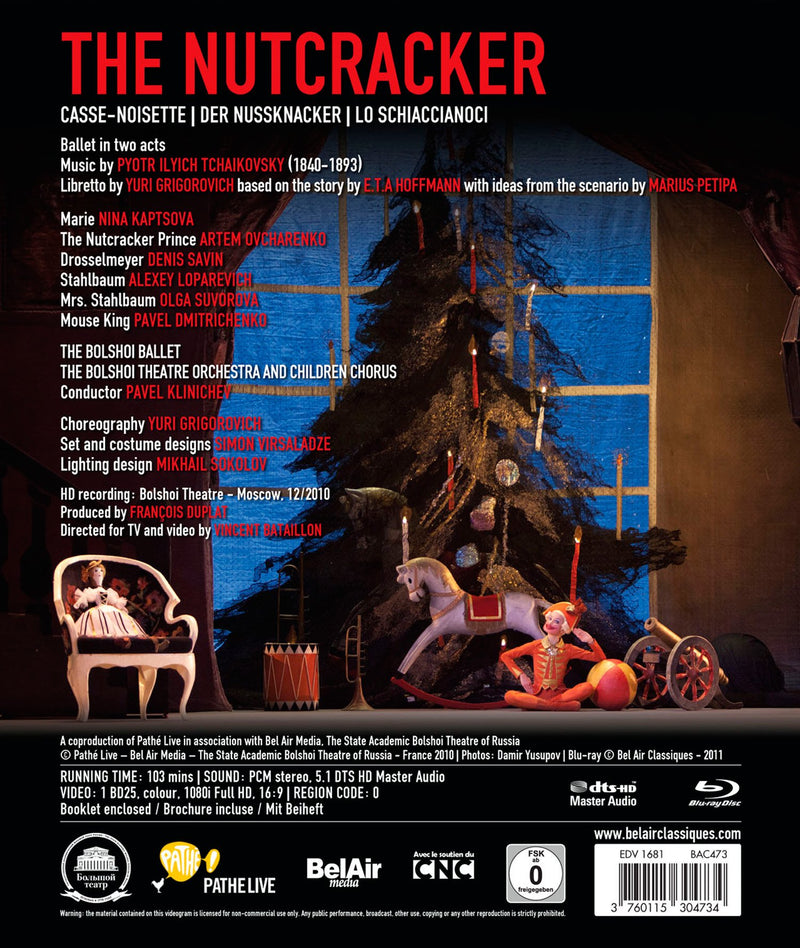 Tchaikovsky: The Nutcracker / Kaptsova, Ovcharenko, Bolshoi Ballet [blu-ray]