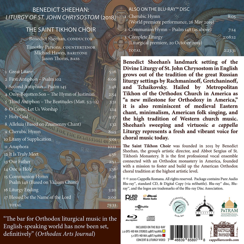 Sheehan: Liturgy of St. John Chrysostom / Saint Tikhon Choir [CD + Blu-Ray Audio]
