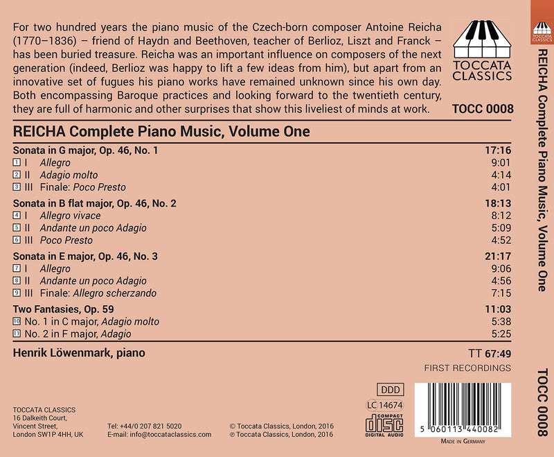 Reicha: Complete Piano Music, Vol. 1 / Lowenmark