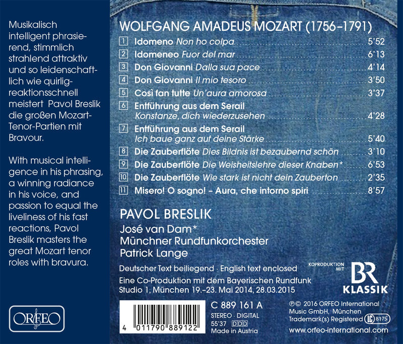 Mozart: Arias / Breslik, Lange, Munich Radio Orchestra