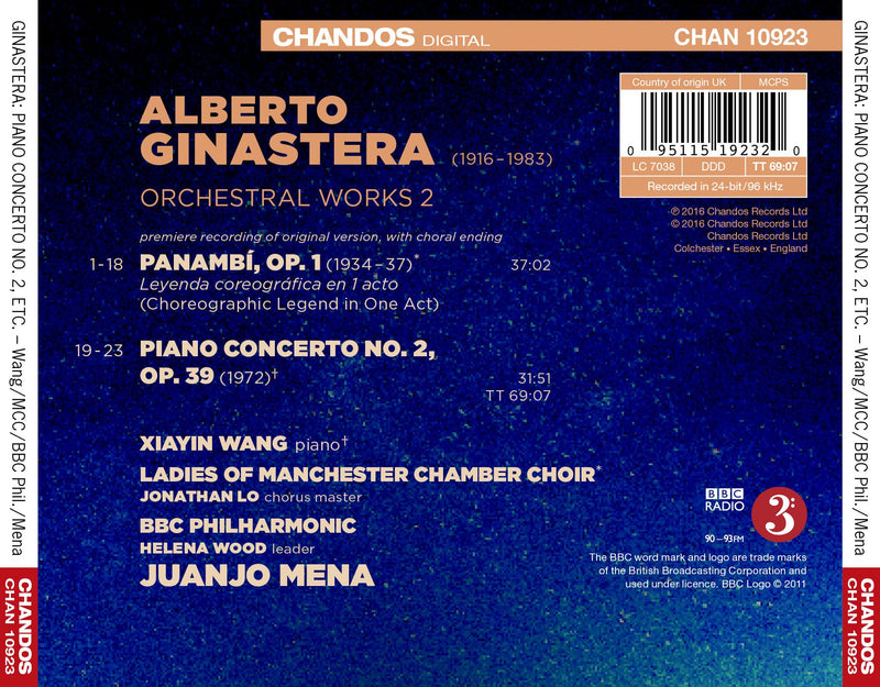 Ginastera: Orchestral Works 2 / Mena, Wang, Manchester Chamber Choir, BBC Philharmonic