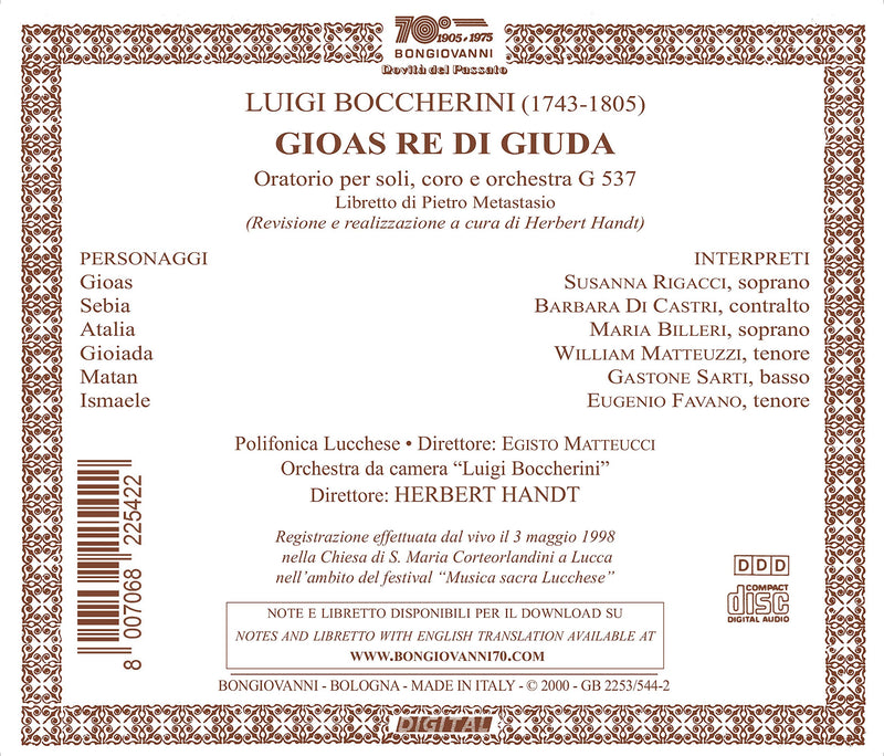 Boccherini: Gioas re di Guida / Handt, Orchestra da camera "Luigi Boccherini"