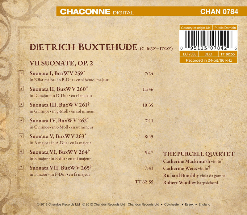 Buxtehude: VII Suonate Op 2 / Purcell Quartet