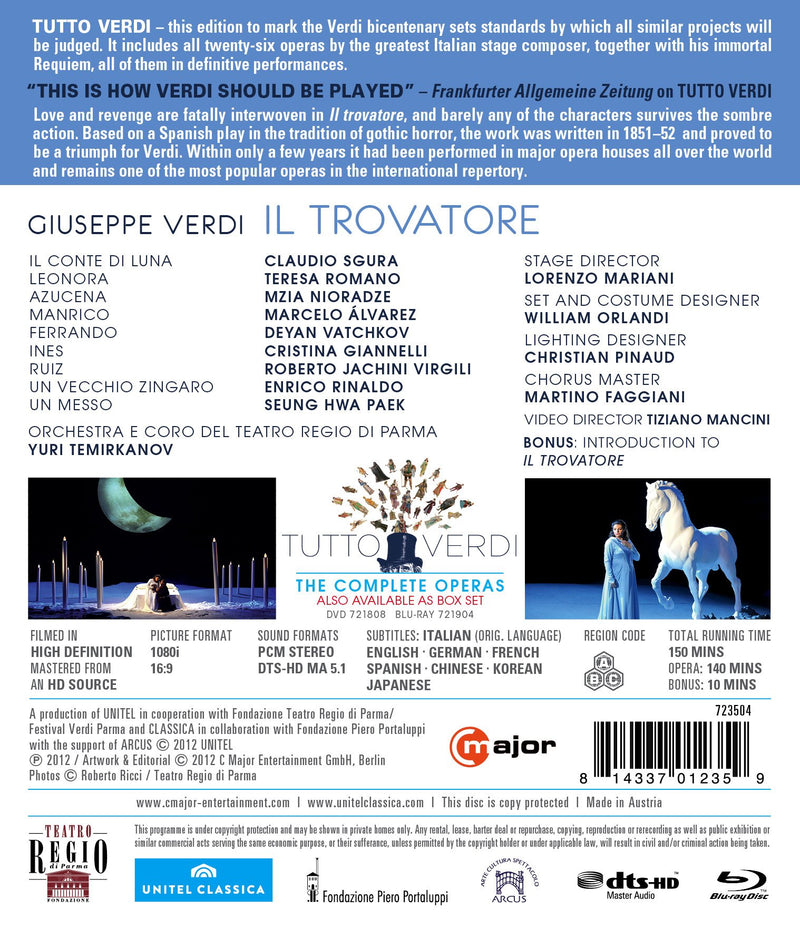 Verdi: Il Trovatore / Sgura, Romano, Nioradze, Alvarez, Temirkanov [blu-ray]