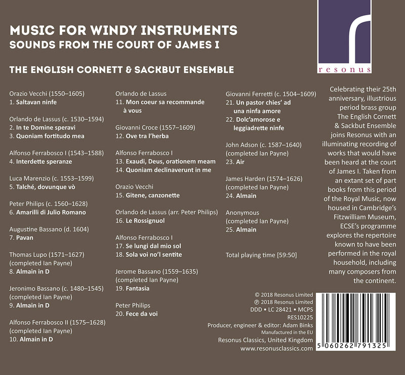 Music for Windy Instruments / The English Cornett & Sackbut Ensemble