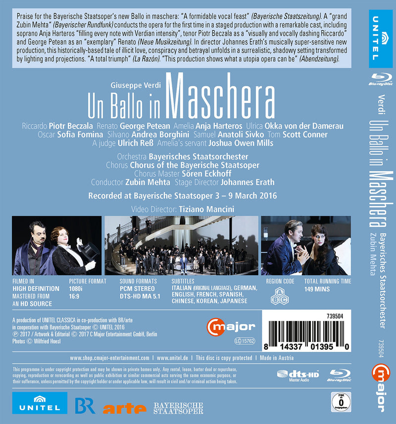 Verdi: Un ballo in maschera / Mehta, Bavarian State Orchestra [Blu-ray]