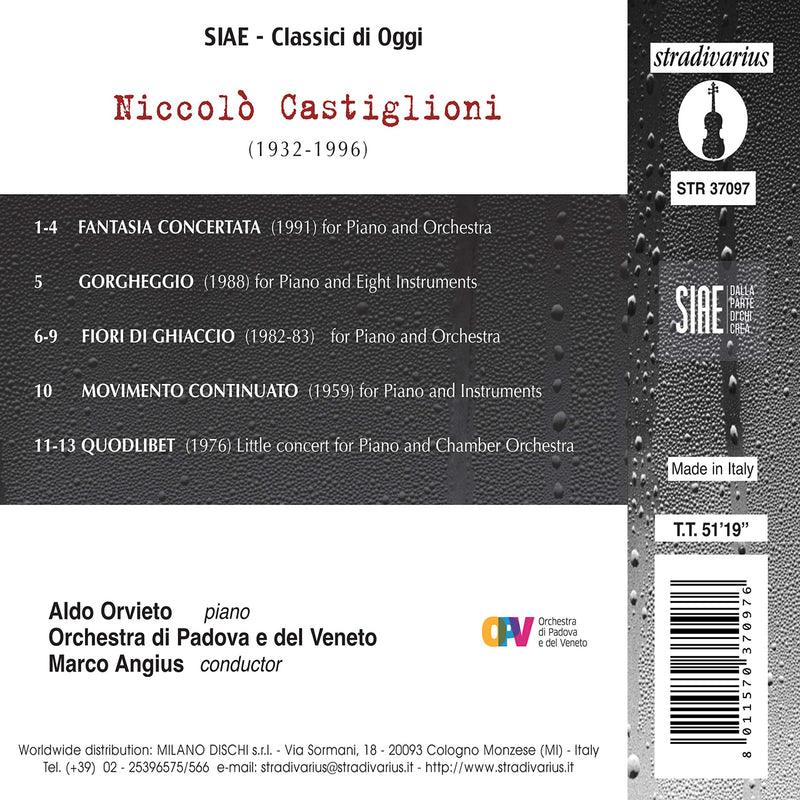 Castiglioni: Quodlibet - Complete Works for Piano & Orchestra / Angius, Orvieto, Orchestra di Padova e del Veneto