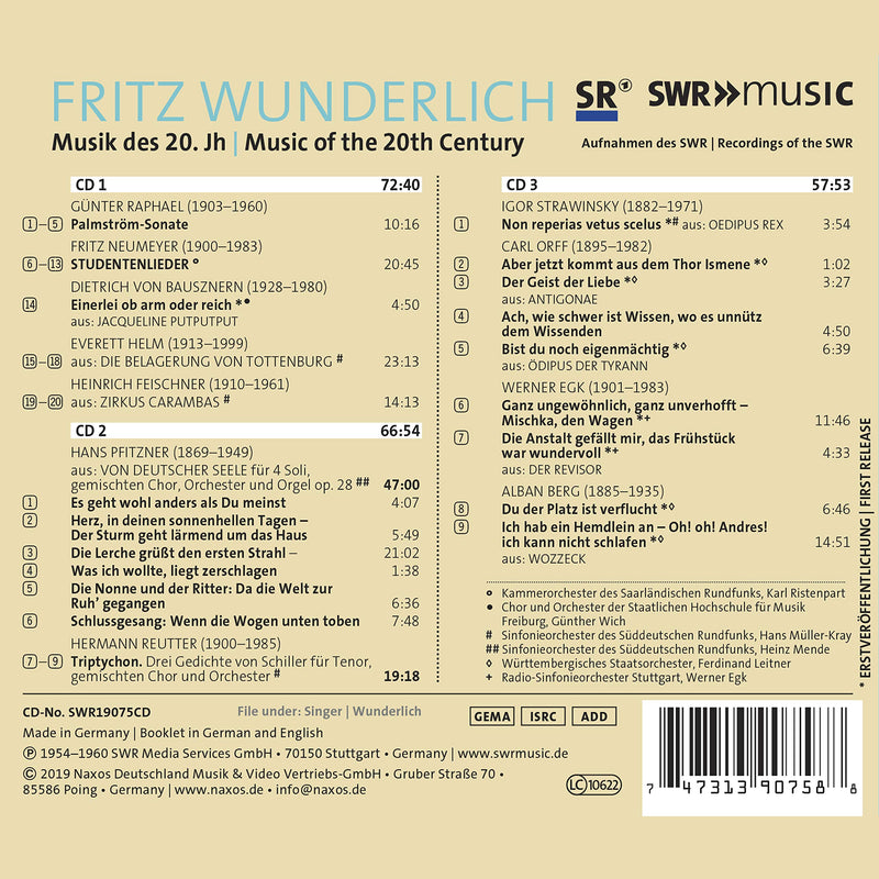 Fritz Wunderlich - Music of the 20th Century