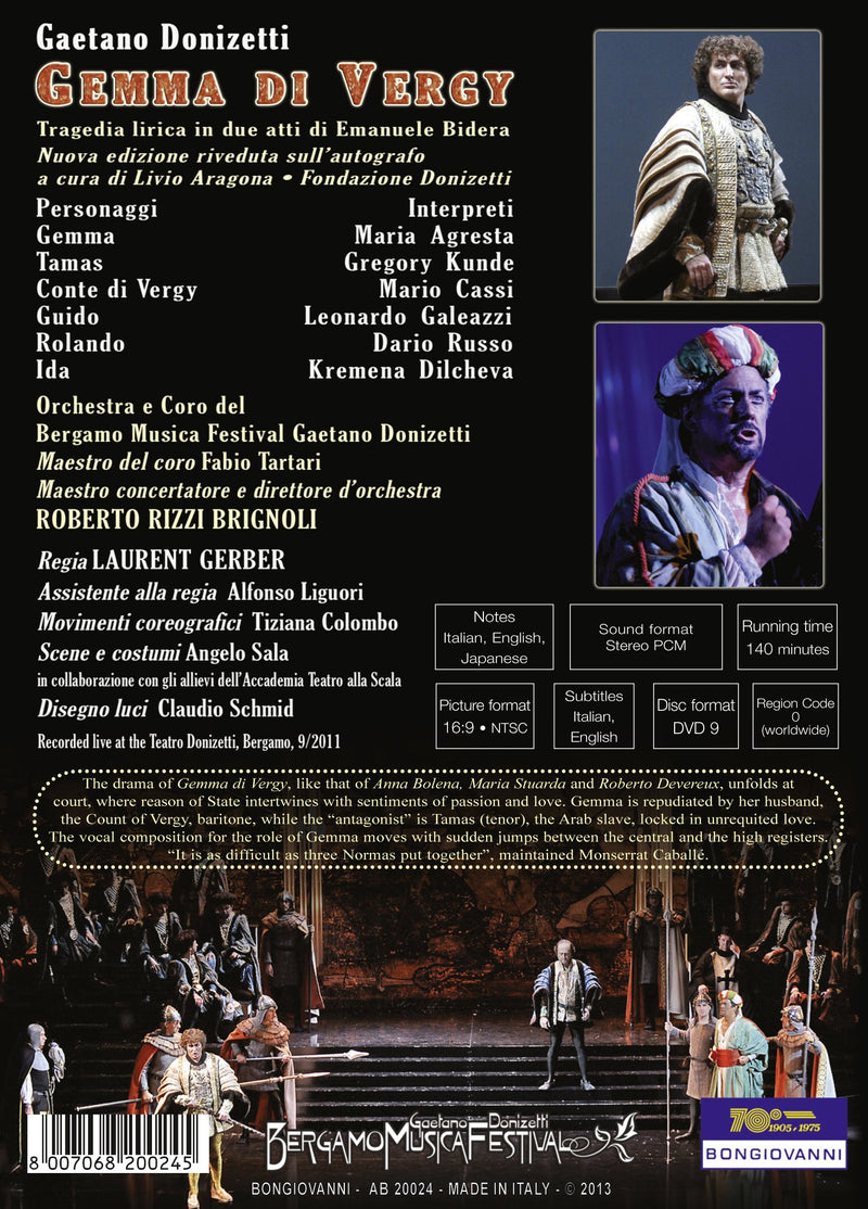 Donizetti: Gemma Di Vergy / Brignoli, Agresta, Kunde, Russo, Galeazzi