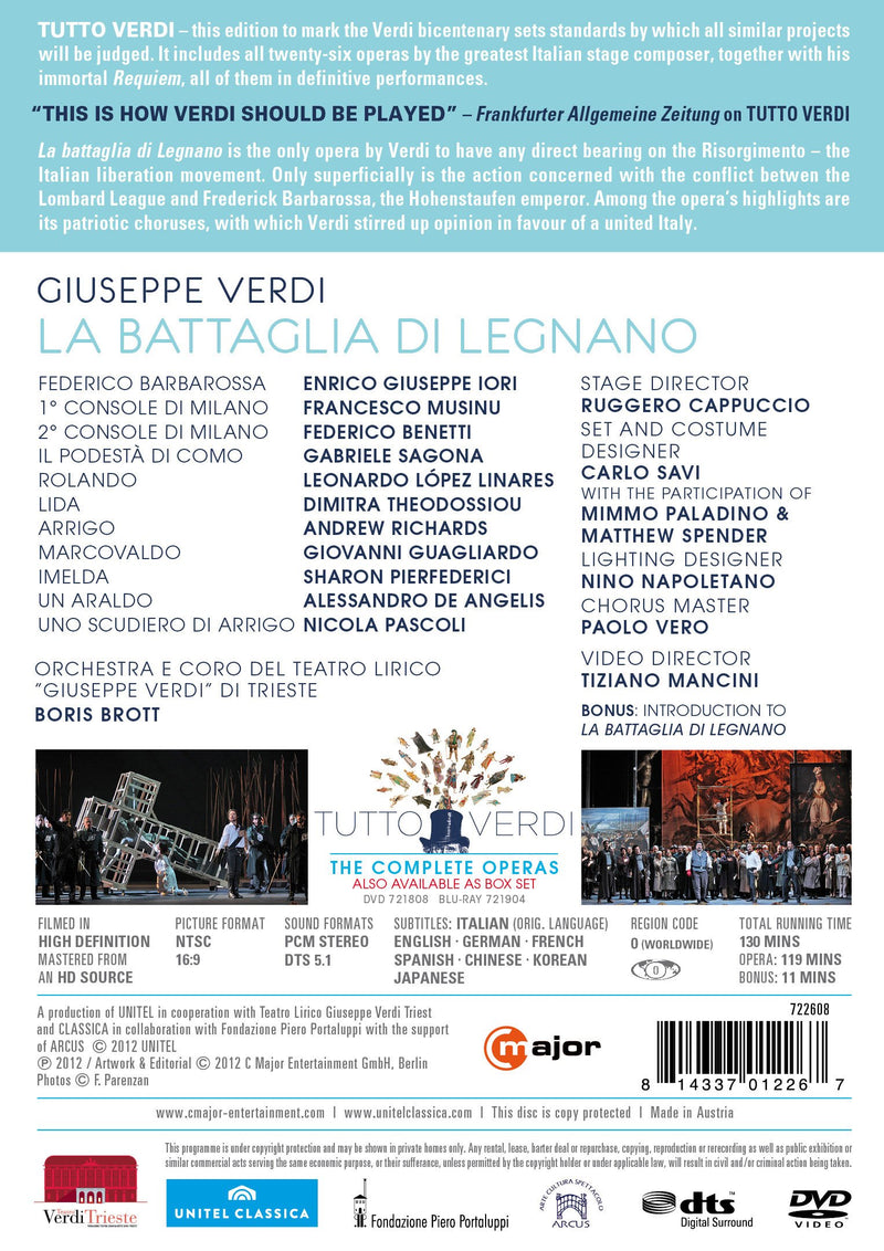 Verdi: La Battaglia Di Legnano / Brott, Theodossiou, Linares, Musinu, Guagliardo