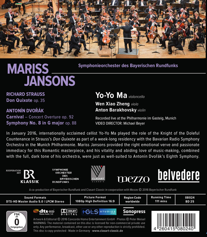 Strauss: Don Quixote - Dvorak: Symphony No. 8 / Yo-Yo Ma, Jansons [Blu-ray]