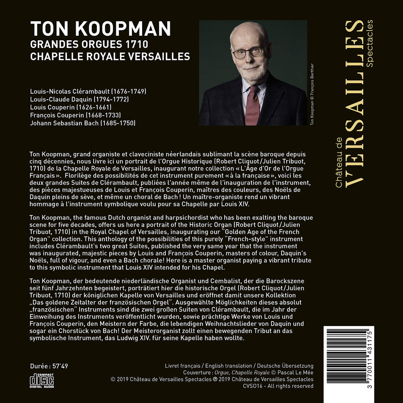 Grandes Orgues 1710 Chapelle Royale Versailles / Koopman