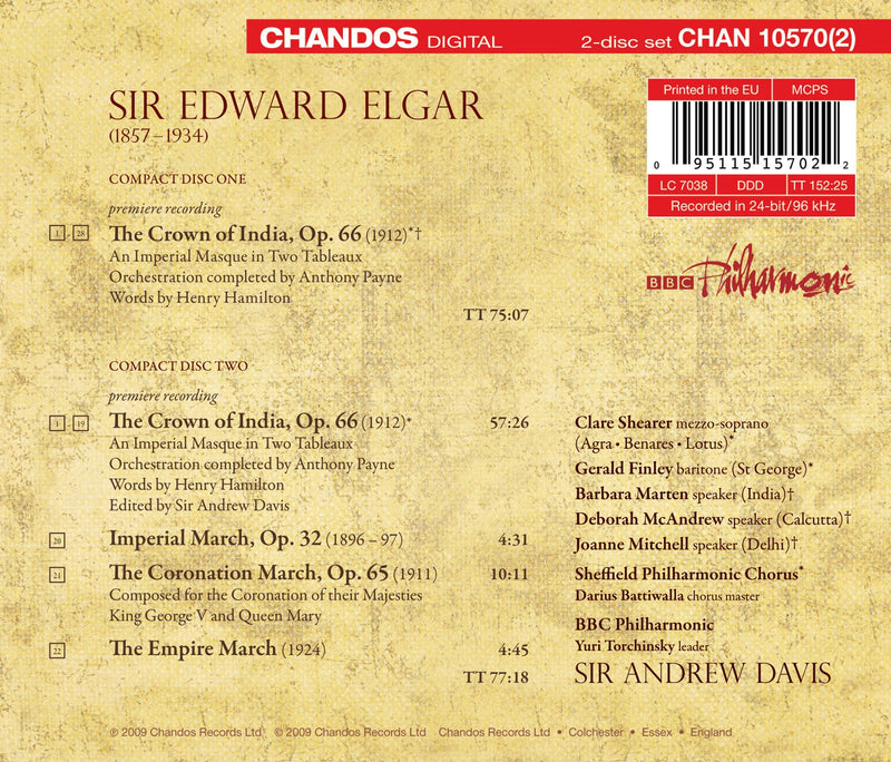 Elgar: The Crown Of India / Davis, BBC Philharmonic