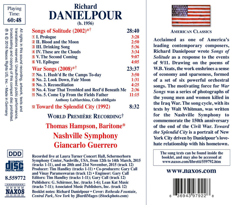 Danielpour: Songs of Solitude & War Songs / Hampson, Guerrero, Nashville Symphony