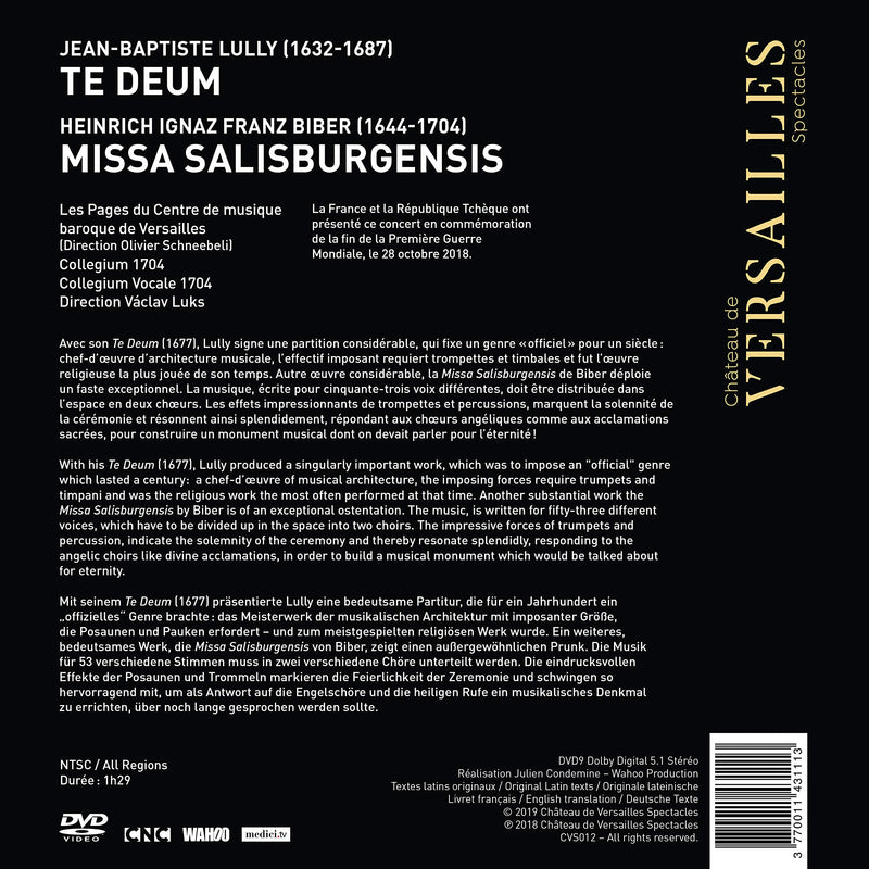 Lully: Te Deum - Biber: Missa Balisburgensis / Luks, Les Pages du CMBV, Collegium 1704