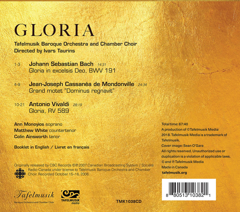Gloria / Taurins, Tafelmusik Baroque Orchestra & Chamber Choir