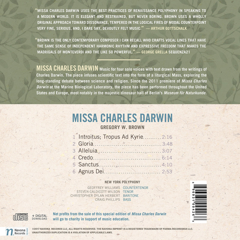 Gregory W. Brown: Missa Charles Darwin (As Featured in the Novel "Origin" by Dan Brown)