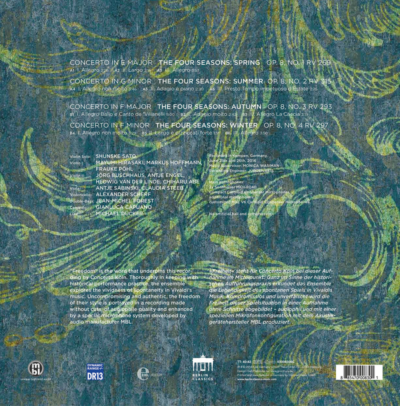 Vivaldi: The Four Seasons / Sato, Concerto Koln [Vinyl]