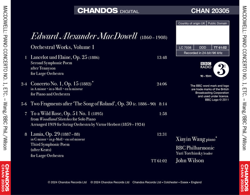 MacDowell: Orchestral Works, Vol. 1 / Xiayin Wang, Wilson, BBC Philharmonic